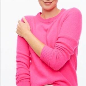 J. Crew Vibrant Cashmere Pink Crew Neck Sweater